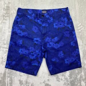 Levi Strauss Co. Mens Floral Shorts Blue Black Flower Print Flat Front Size 33